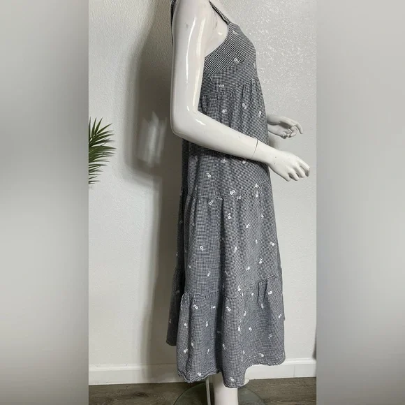 Madewell Gray Floral Tiered Midi Dress - Picture 8 of 14